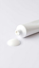 White tube of facial cleanser with foam