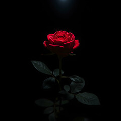 Stunning Red Rose in Dark Background - High-Res Image
