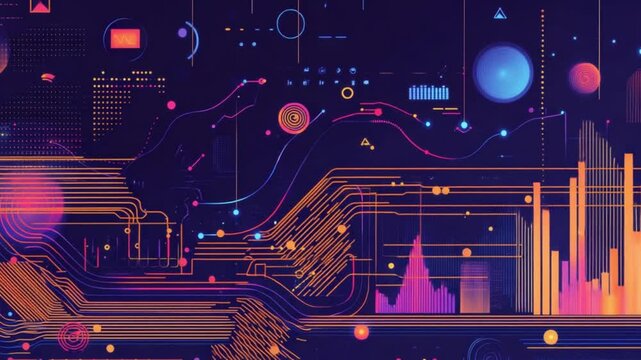 Abstract data flow, circuit board, glowing lines, technology, background, website banner