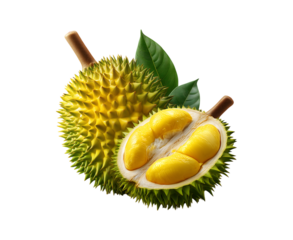 Durian tree, Fresh durian fruit on tree, Durians are the king of fruits, Tropical of asian fruit on transparent background