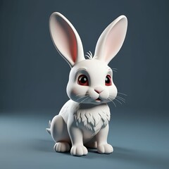 Obraz premium Cute stylized bunny illustration with big eyes, soft lighting, and a clean, simple background.