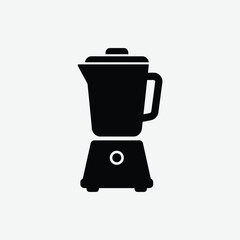 Minimalist Blender Mixer Icon – 2D Vector Black Silhouette in Flat Design on White Background