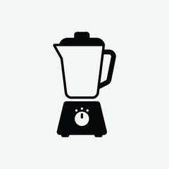 Minimalist Blender Mixer Icon – 2D Vector Black Silhouette in Flat Design on White Background
