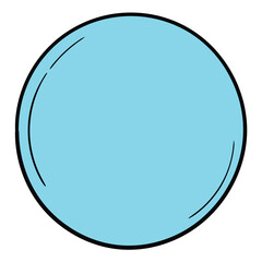 Hand drawn cartoon blue soap bubble on white background.