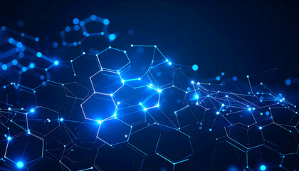 Obraz premium Abstract Blue Hexagon Network Digital Background