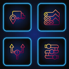 Set line Graph, chart, diagram, Arrow, Delivery tracking and . Gradient color icons. Vector