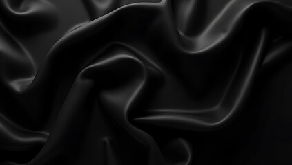 A luxurious black silk satin surface with subtle sheen, featuring a dark, elegant background that provides ample space for design