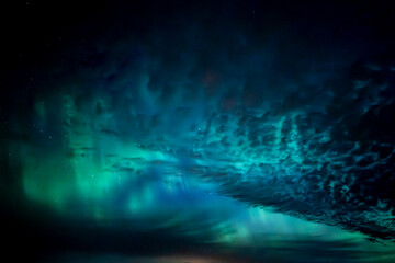 Northern lights. Aurorta borealis nature landscape at night