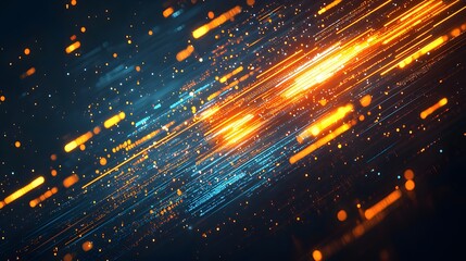 Fototapeta premium Abstract digital design with vibrant orange and blue lines.