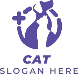 Stylish Electric Purple Vector Pets – Cats and Dogs Illustration