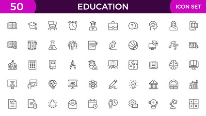 Education line icon collection. Set of vector line icons of education for modern concepts, web, and apps. Set of flat signs and symbols for web and apps.