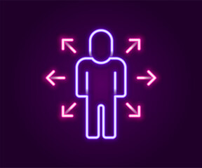 Glowing neon line Multitasking manager working icon isolated on black background. Colorful outline concept. Vector