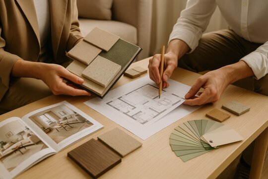 Interior design planning session.