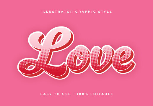 Pink And White Love Font Comic Bold Halftone Text Effect