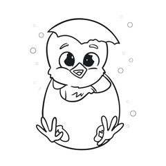 baby chick hatching from an egg fun vector illustration. Drawing