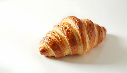 Freshly Baked Croissant on White Background, Warm Pastry
