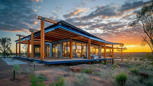 Modern desert home sunset outback architecture
