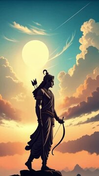 silhouette of a ramayan in sunset
