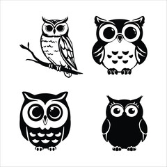 Fototapeta premium Vector illustration of cute owl clip art collection for design and decoration elements set isolated