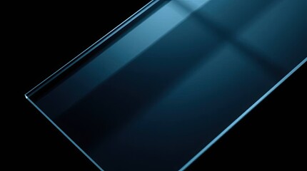 Abstract Dark Blue Glass Panel, Modern Minimalist Design Element, Clean Lines and Subtle Reflections