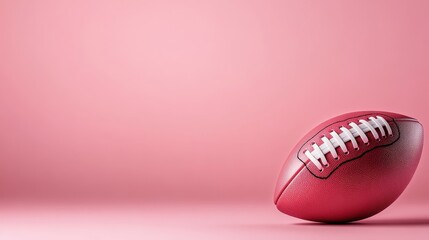 A stylish pink football rests on a soft, pastel background, presenting a contemporary twist on a classic sport, perfect for showcasing playful and energetic vibes.