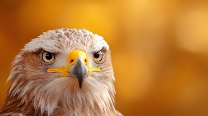 Obraz premium A stunning close-up portrait of a majestic eagle, showcasing its fierce gaze and intricate feather details, symbolizing strength and freedom in nature.