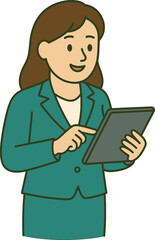 a businesswoman using a tablet vector illustration