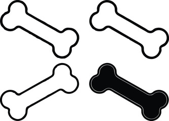 Dog Bone silhouette Illustration Set Isolated, Food shape dog bone silhouette vector illustration