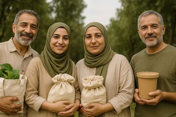 Obraz premium Family gardening with sustainable practices.