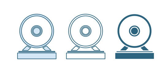 Blue Gong musical percussion instrument circular metal disc icon isolated on white background. Vector