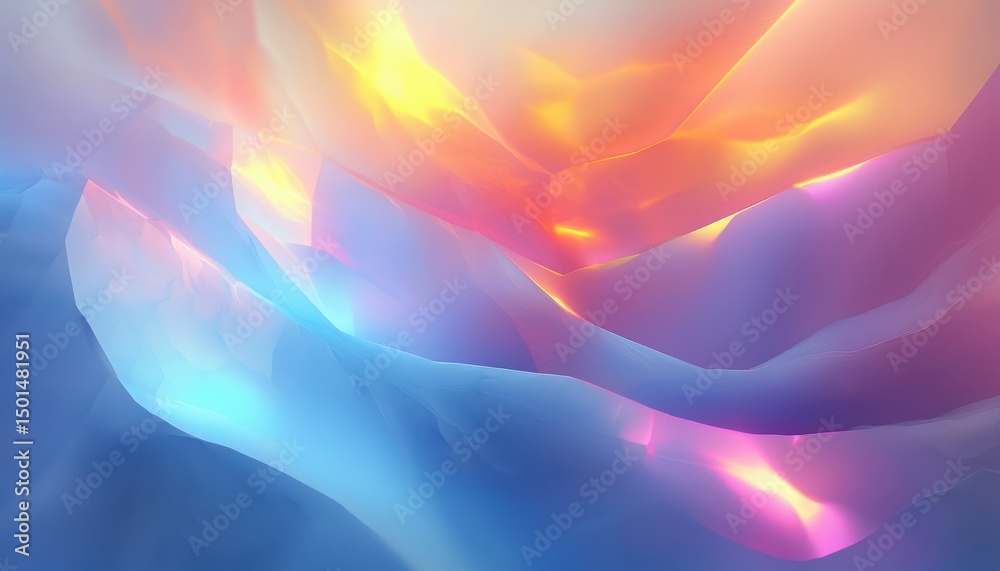 Aufkleber  abstract luminous gradient landscape with soft flowing peaks and radiant light transitions for web design, branding, digital print, and modern UI backgrounds