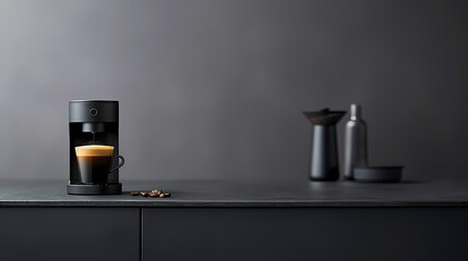 Modern coffee maker brewing espresso