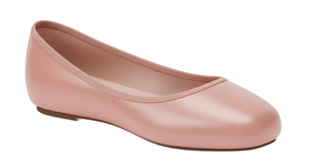 Pink ballet flat shoe on pink background