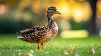 Obraz premium Mallard Duck in Autumn Park