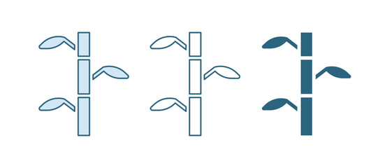 Blue Bamboo stems with leaves icon isolated on white background. Vector