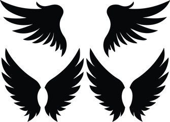 Flat design angel wings silhouette set vector design, New angel wings silhouette vector design illustration