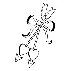 valentine's day arrows and tied ribbon