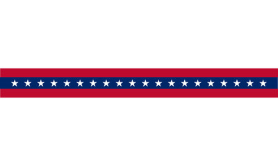 USA Flag Ribbon patriotic design with star pattern border ideal for Memorial Day, Veterans Day celebration. Perfect for social media post, event decoration Red, white and blue themed vector graphic.