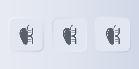 Grey Genetically modified apple icon isolated on grey background. GMO fruit. Set icons in square buttons. Vector