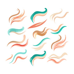 Abstract colorful wave set isolated png transparent background