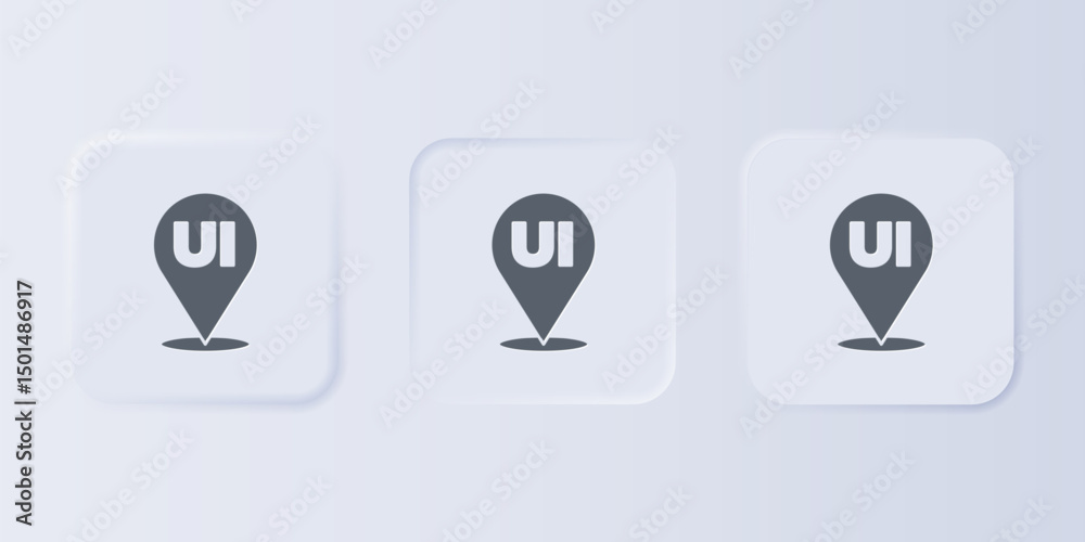 Poster grey ui or ux design icon isolated on grey background. set icons in square buttons. vector