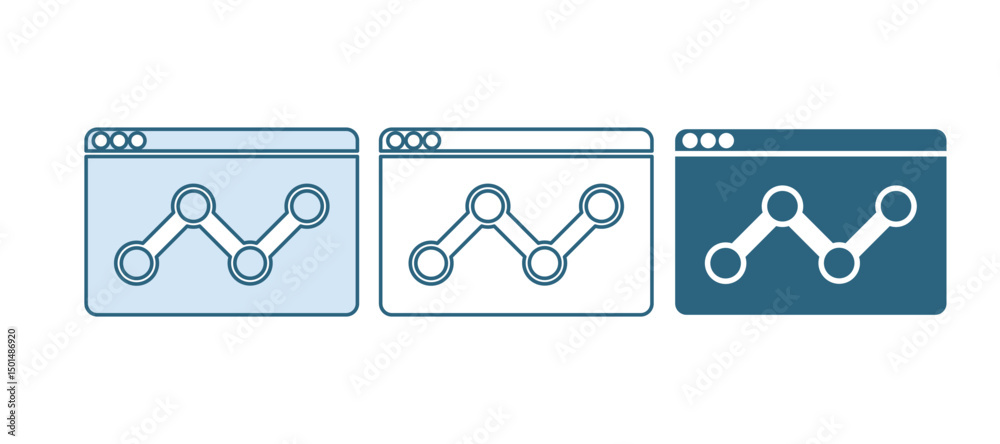 Poster blue web analytics information and development website statistic icon isolated on white background. 