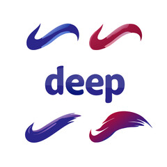 Abstract deep blue red swirls design elements isolated on white