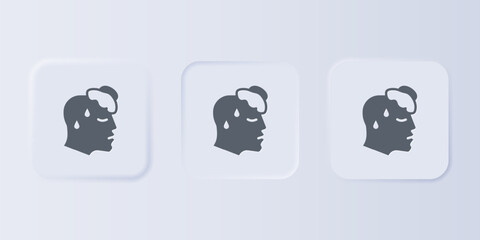 Grey High human body temperature or get fever icon isolated on grey background. Disease, cold, flu symptom. Set icons in square buttons. Vector