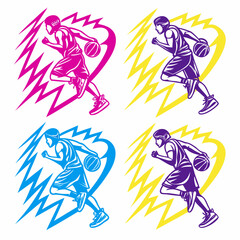 Fototapeta premium Energetic basketball player dribbling fast action sport