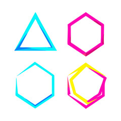 Vibrant neon geometric shapes transparent background design elements