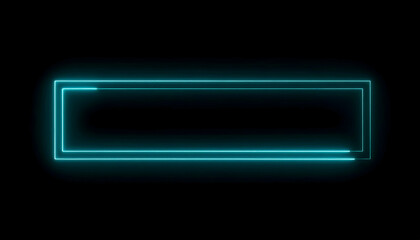 Bright Cyan Neon Rectangle Frame on Black Background