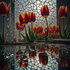 red tulips in the garden