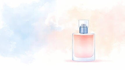 Perfume bottle on watercolor background