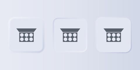 Grey Makeup powder with mirror icon isolated on grey background. Set icons in square buttons. Vector